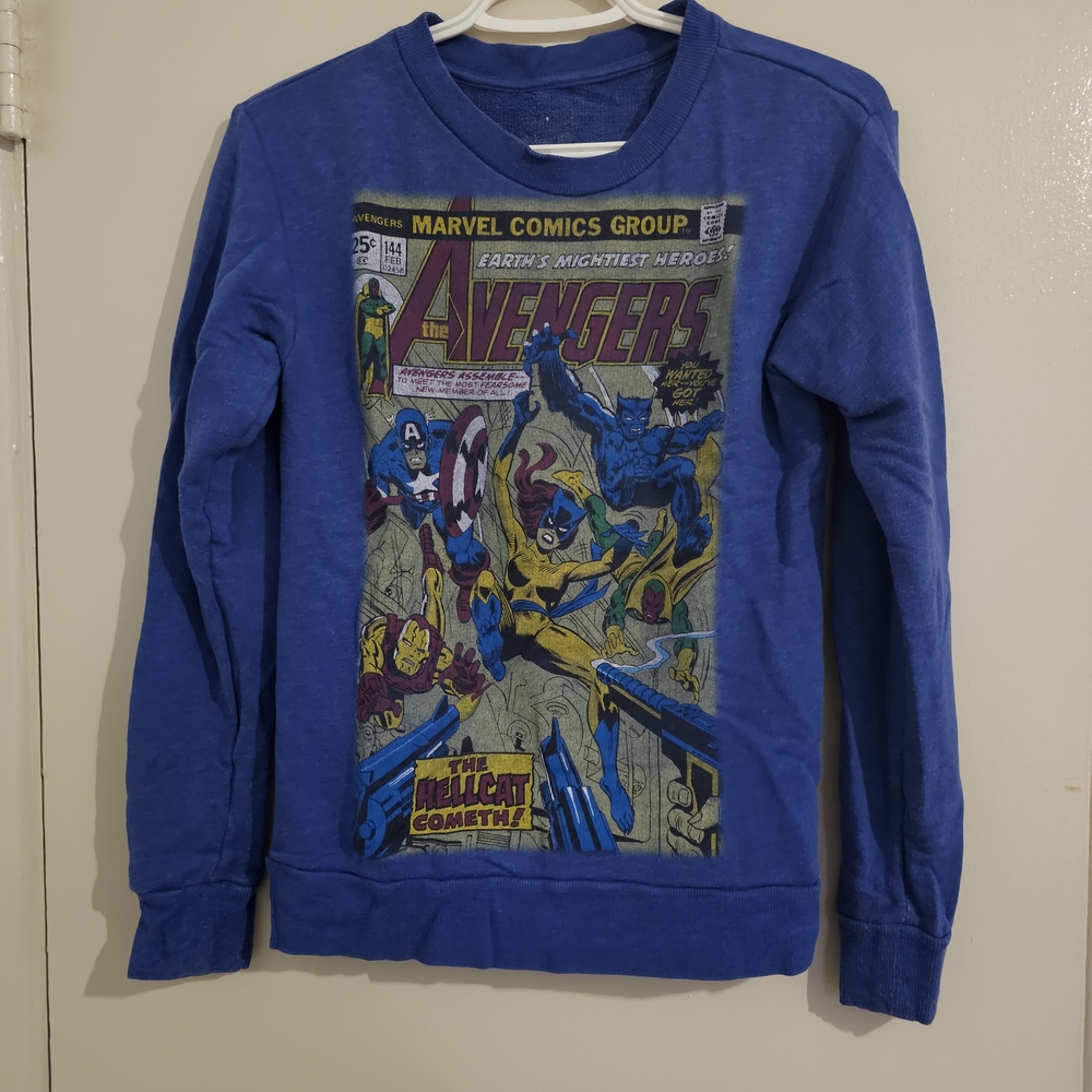 Avenger Blue Graphic Crew Neck Sweater